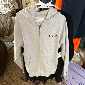 RVCA Light gray  Zip-Up Hoodie Size Medium NWT